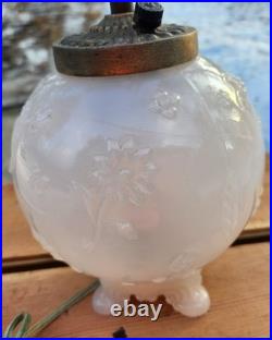 Antique 1930s Aladdin Table Lamp with Glass Base & Finial Dual Lights