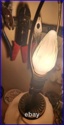 Antique 1930s Aladdin Table Lamp with Glass Base & Finial Dual Lights