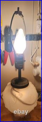 Antique 1930s Aladdin Table Lamp with Glass Base & Finial Dual Lights