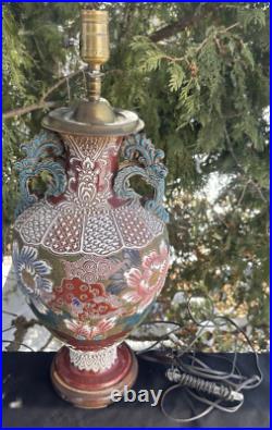 Antique 1930s Art Deco Asian Porcelain Figural Table Lamp ENAMELED UNUSUAL