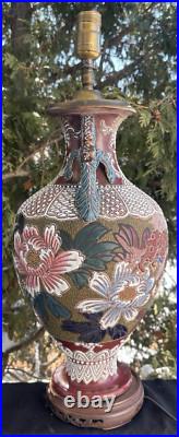 Antique 1930s Art Deco Asian Porcelain Figural Table Lamp ENAMELED UNUSUAL