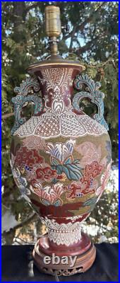 Antique 1930s Art Deco Asian Porcelain Figural Table Lamp ENAMELED UNUSUAL