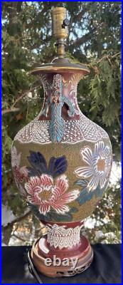 Antique 1930s Art Deco Asian Porcelain Figural Table Lamp ENAMELED UNUSUAL