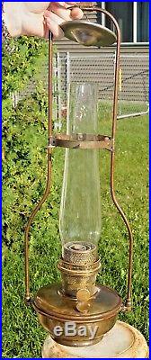 Antique 1935 41 Aladdin Model B B-162 Bronze Finish Kerosene Oil Hanging Lamp