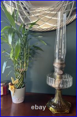 Antique 1936 Aladdin B-106 Corinthian Clear Over Amber Oil Lamp