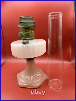 Antique 1936 Aladdin Corinthian Model B-116 Rose Moonstone Oil Lamp