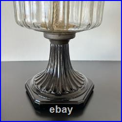 Antique 1936 Aladdin Oil Lamp Corinthian B-104 Black Glass Foot Clear Font 13