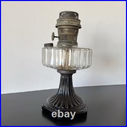 Antique 1936 Aladdin Oil Lamp Corinthian B-104 Black Glass Foot Clear Font 13