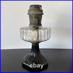 Antique 1936 Aladdin Oil Lamp Corinthian B-104 Black Glass Foot Clear Font 13