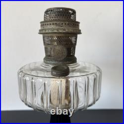 Antique 1936 Aladdin Oil Lamp Corinthian B-104 Black Glass Foot Clear Font 13