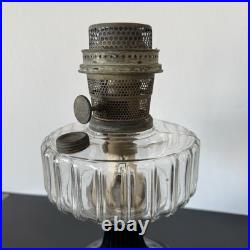 Antique 1936 Aladdin Oil Lamp Corinthian B-104 Black Glass Foot Clear Font 13