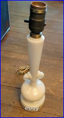 Antique ALADDIN BOUDOIR LAMP ALACITE WHITE MILK GLASS GOLD VTG RARE DECO MCM