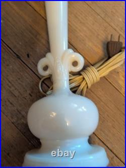 Antique ALADDIN BOUDOIR LAMP ALACITE WHITE MILK GLASS GOLD VTG RARE DECO MCM