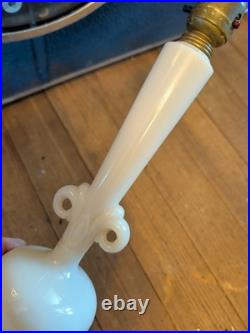 Antique ALADDIN BOUDOIR LAMP ALACITE WHITE MILK GLASS GOLD VTG RARE DECO MCM