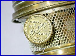 Antique ALADDIN BRASS Kerosene Oil Lamp Solid Brass ELECTRIC Works NO Chimney