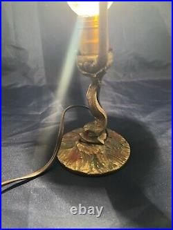 Antique ALADDIN Boudoir Lamp Gold Poly Chrome Koi Dauphin BEAUTIFUL