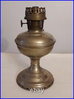 Antique ALADDIN Chicago USA Nickel Chrome Silver MANTLE OIL LAMP Model No 11