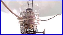 Antique ALADDIN Kerosene Oil Table Lamp Model No 6 Green shade Crescent chimney