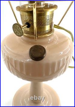 Antique ALADDIN LINCOLN DRAPE Pink Satin Oil Lamp Electrified