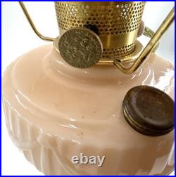 Antique ALADDIN LINCOLN DRAPE Pink Satin Oil Lamp Electrified