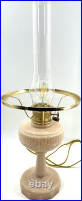 Antique ALADDIN LINCOLN DRAPE Pink Satin Oil Lamp Electrified
