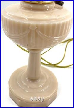 Antique ALADDIN LINCOLN DRAPE Pink Satin Oil Lamp Electrified