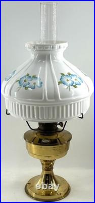 Antique ALADDIN Model 25 Oil Lamp with Beautiful Hand Painted Shade Artist Signed