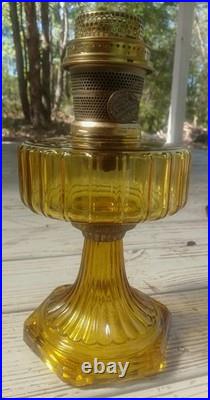 Antique ALADDIN Model-B Corinthian AMBER GLASS Oil-Kerosene Lamp 1930s LTS021