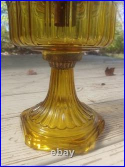Antique ALADDIN Model-B Corinthian AMBER GLASS Oil-Kerosene Lamp 1930s LTS021