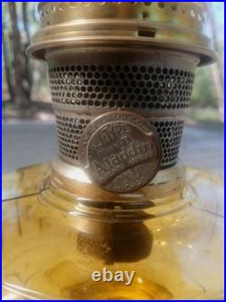 Antique ALADDIN Model-B Corinthian AMBER GLASS Oil-Kerosene Lamp 1930s LTS021
