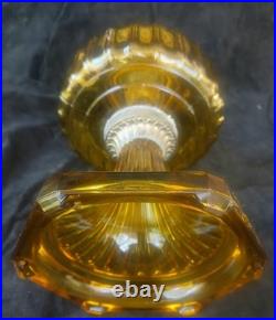 Antique ALADDIN Model-B Corinthian AMBER GLASS Oil-Kerosene Lamp 1930s LTS021