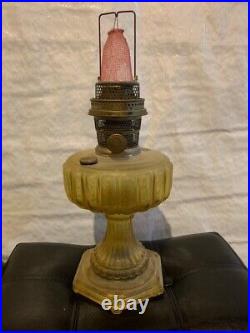 Antique ALADDIN Model-B Corinthian AMBER GLASS Oil Lamp