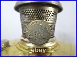 Antique ALADDIN Model-B Corinthian AMBER GLASS Oil Lamp. Chimney, Burner, Base