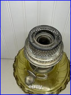 Antique ALADDIN Model-B Corinthian AMBER GLASS Oil Lamp. Chimney, Burner, Base
