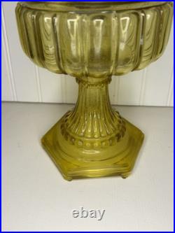 Antique ALADDIN Model-B Corinthian AMBER GLASS Oil Lamp. Chimney, Burner, Base