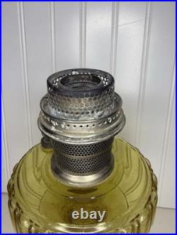 Antique ALADDIN Model-B Corinthian AMBER GLASS Oil Lamp. Chimney, Burner, Base