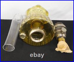 Antique ALADDIN Model-B Corinthian AMBER GLASS Oil Lamp. Chimney, Burner, Base
