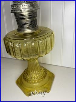 Antique ALADDIN Model-B Corinthian AMBER GLASS Oil Lamp. Chimney, Burner, Base
