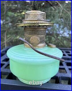 Antique ALADDIN NU-TYPE MODEL B Jade Green Moonstone oil lamp electrified