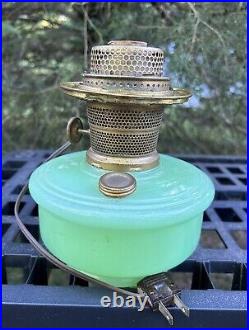 Antique ALADDIN NU-TYPE MODEL B Jade Green Moonstone oil lamp electrified