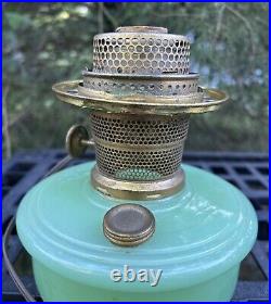 Antique ALADDIN NU-TYPE MODEL B Jade Green Moonstone oil lamp electrified