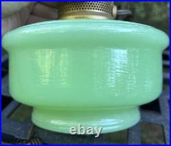 Antique ALADDIN NU-TYPE MODEL B Jade Green Moonstone oil lamp electrified