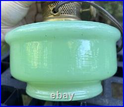 Antique ALADDIN NU-TYPE MODEL B Jade Green Moonstone oil lamp electrified