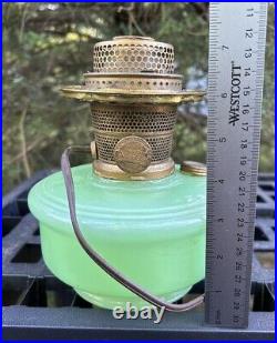 Antique ALADDIN NU-TYPE MODEL B Jade Green Moonstone oil lamp electrified