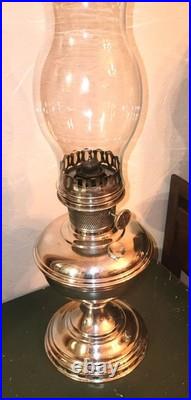Antique ALADDIN Table Oil Kerosene Lamp Nickel Model No. 11 Chicago USA Working