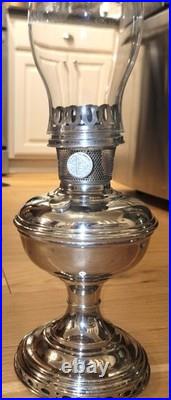Antique ALADDIN Table Oil Kerosene Lamp Nickel Model No. 11 Chicago USA Working