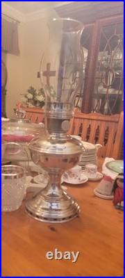 Antique ALADDIN Table Oil Kerosene Lamp Nickel Model No. 11 Chicago USA Working