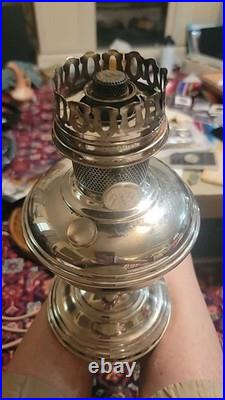 Antique ALADDIN Table Oil Kerosene Lamp Nickel Model No. 11 Chicago USA Working