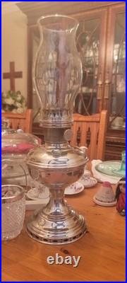 Antique ALADDIN Table Oil Kerosene Lamp Nickel Model No. 11 Chicago USA Working