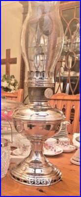 Antique ALADDIN Table Oil Kerosene Lamp Nickel Model No. 11 Chicago USA Working